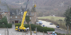 Reparatur der Turmspitze auf Schloss Marienlay